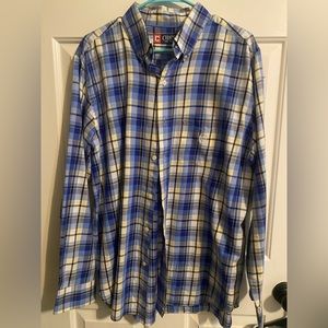 Chaps men’s button down shirt-blue, yellow, and black- size large